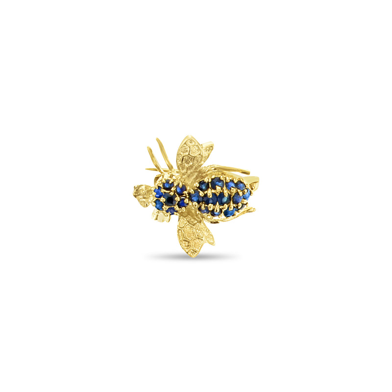 Sapphire Bumble Bee Brooch 14k Yellow Gold