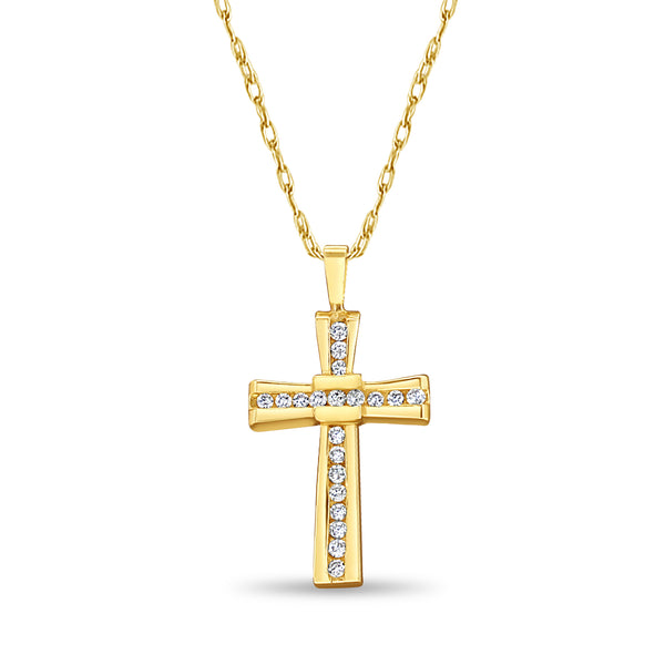 Half Carat Antique Style Diamond Cross Necklace