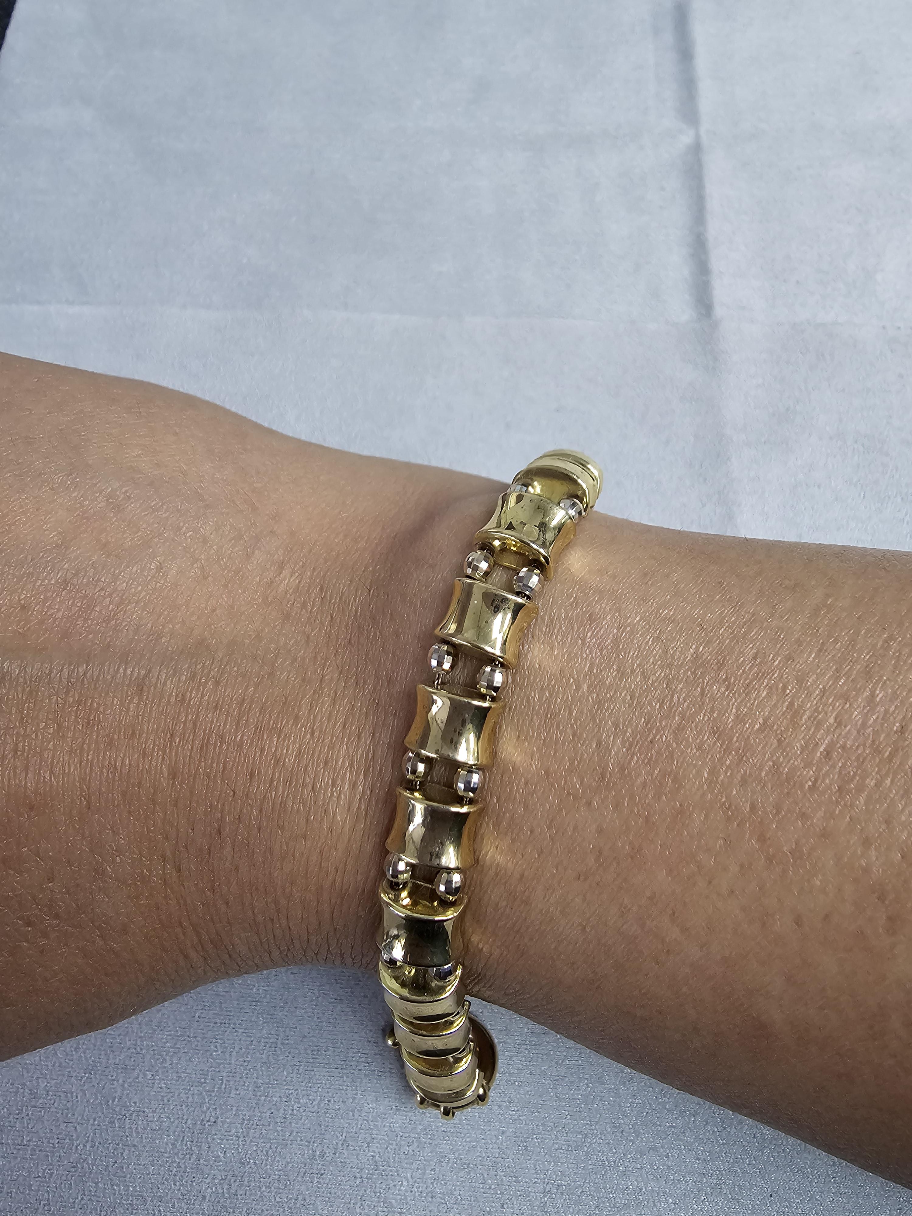 Polished Bar with Diamond Cut Accents 14k Yellow Gold
