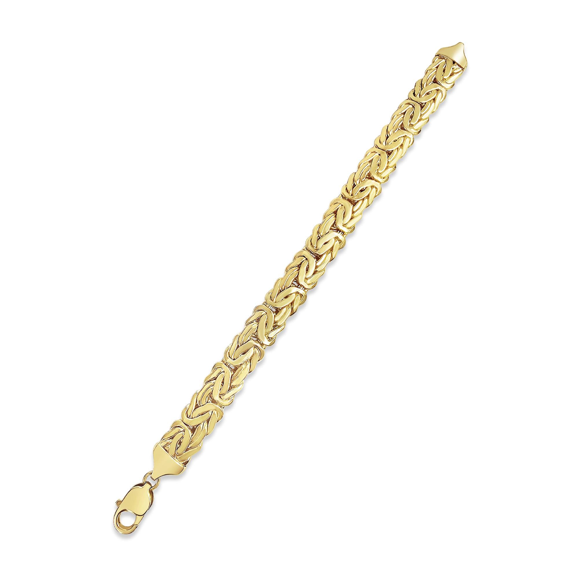 Interlocking Chain Polished 11MM Byzantine Link 14k Yellow Gold