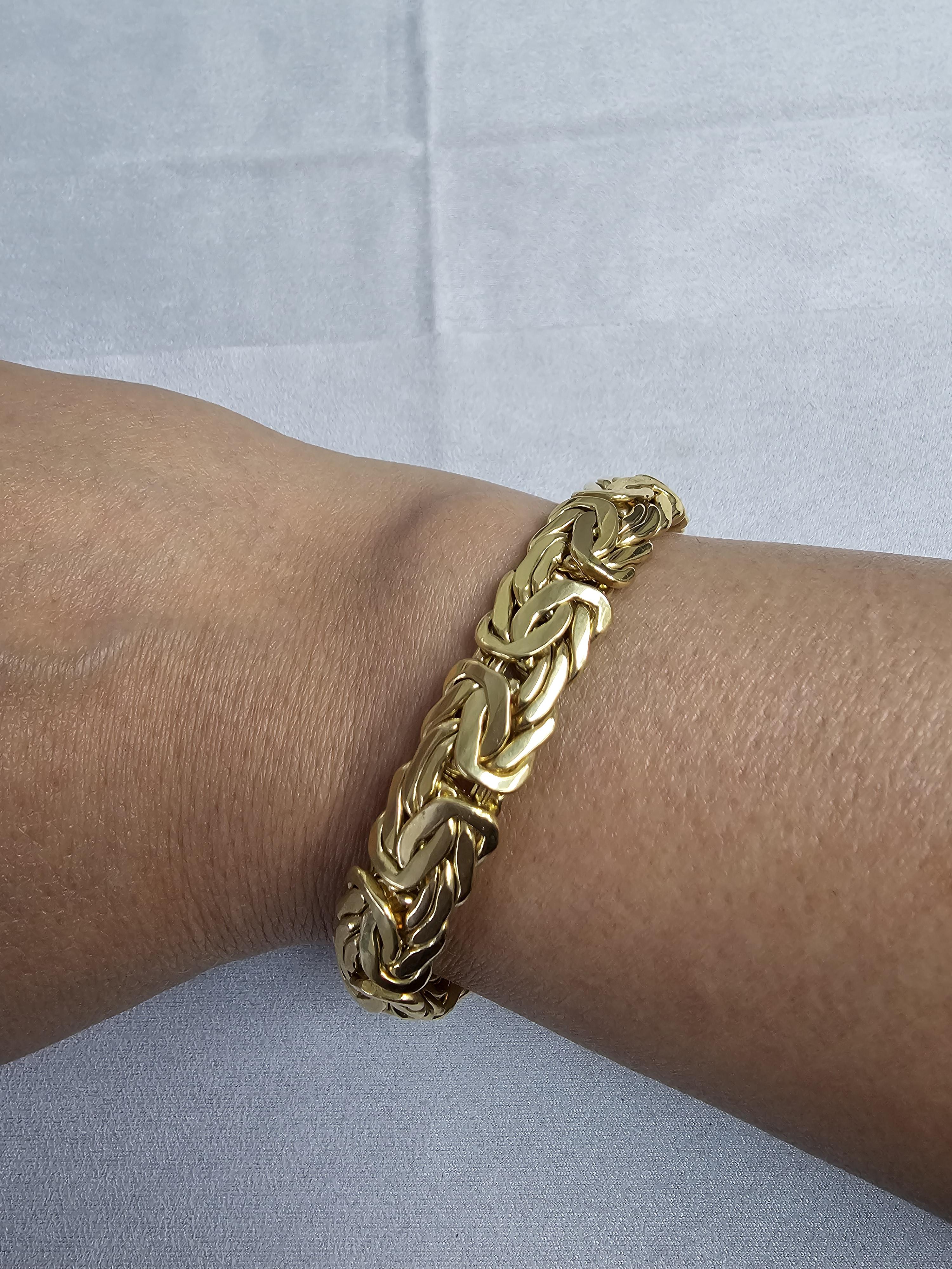 Interlocking Chain Polished 11MM Byzantine Link 14k Yellow Gold