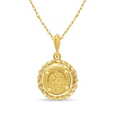 Dos Pesos Rope & Diamond Cut Necklace 14k Yellow Gold