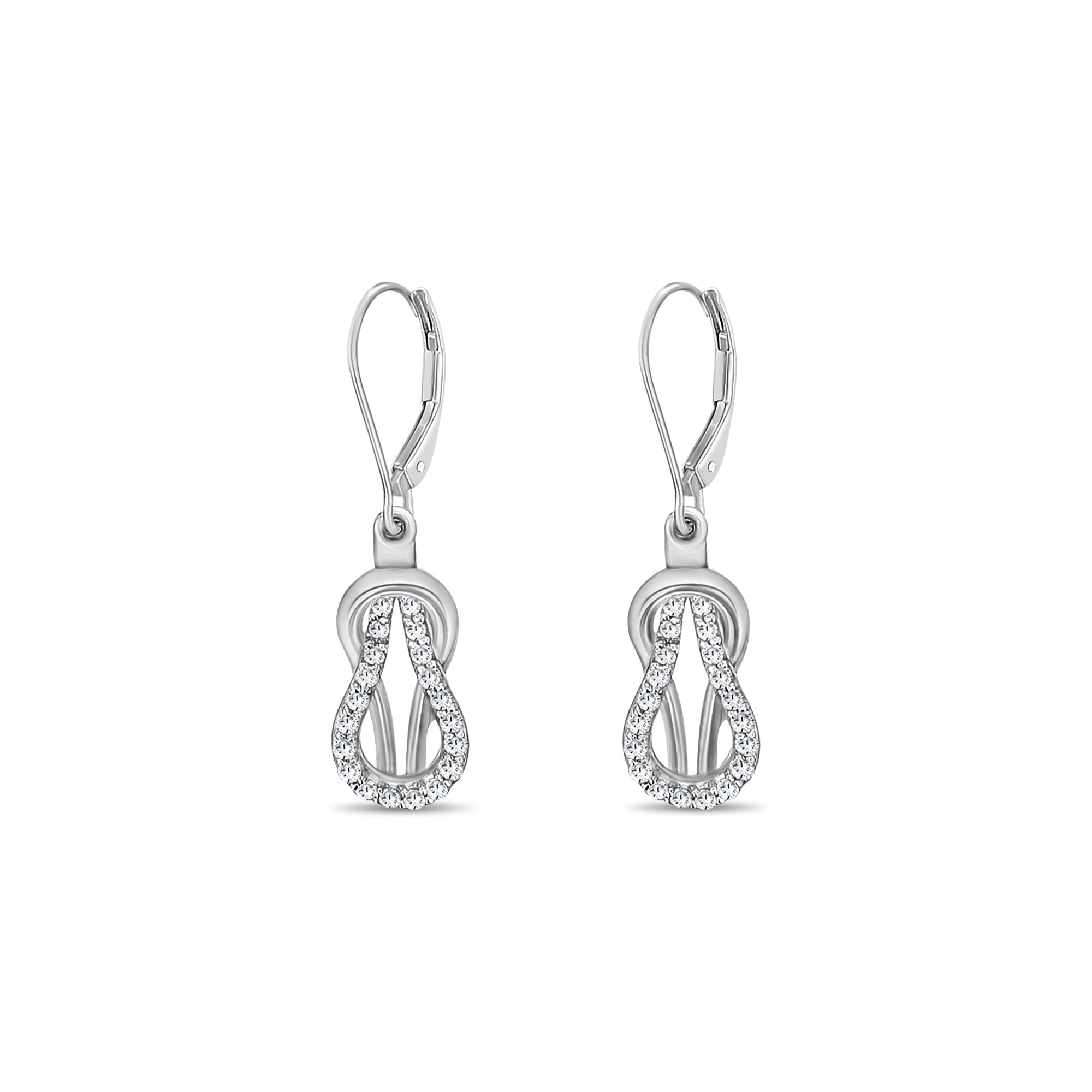 Boucles d'oreilles pendantes en diamant avec nœud d'amour