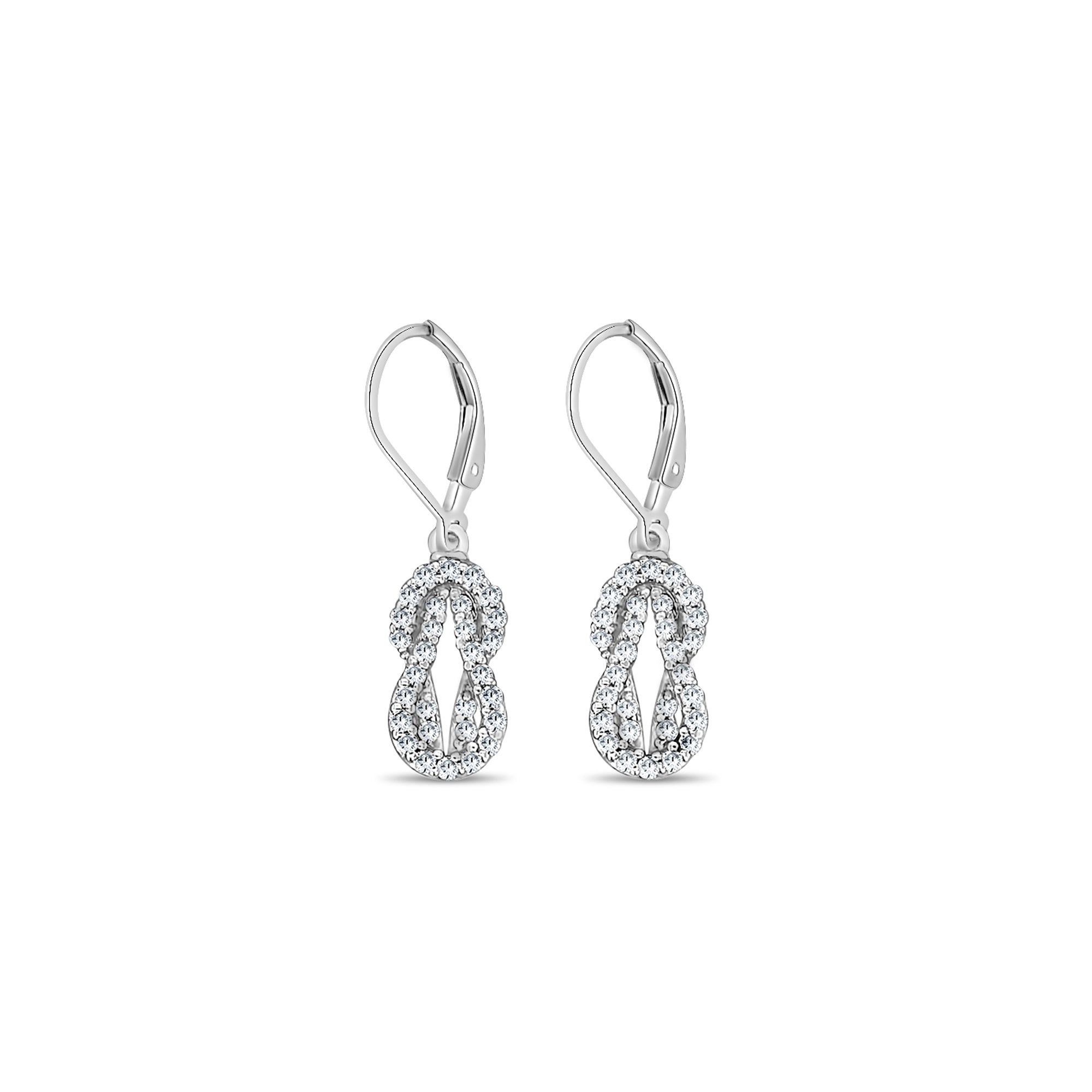 Boucles d'oreilles pendantes en diamant avec nœud d'amour, 0,65 ct