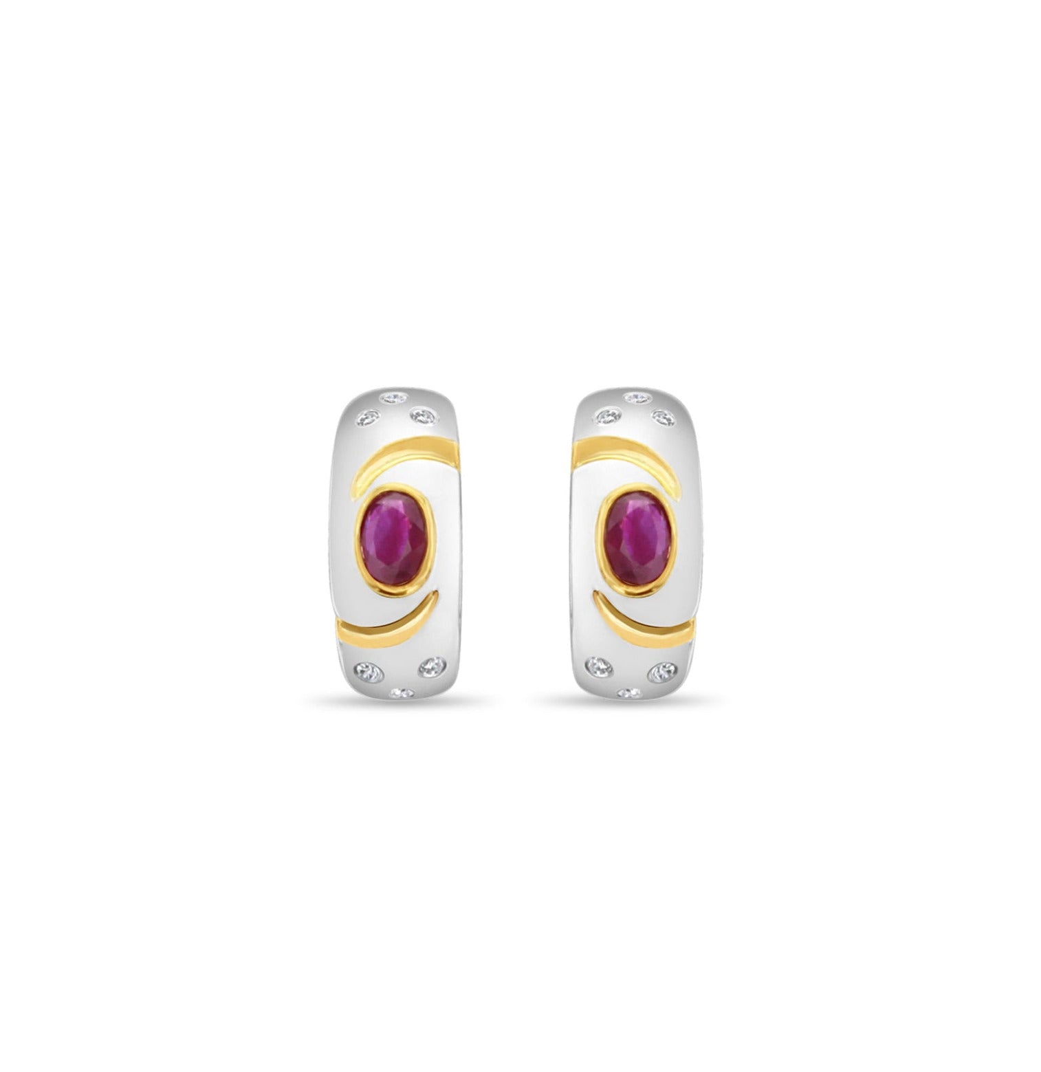 Boucles d'oreilles en rubis en or bicolore 14 carats