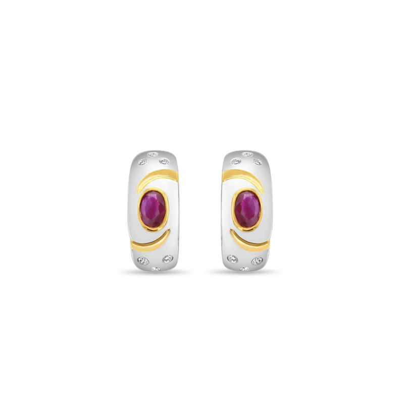 Ruby Earrings 14k Two-Toned Gold