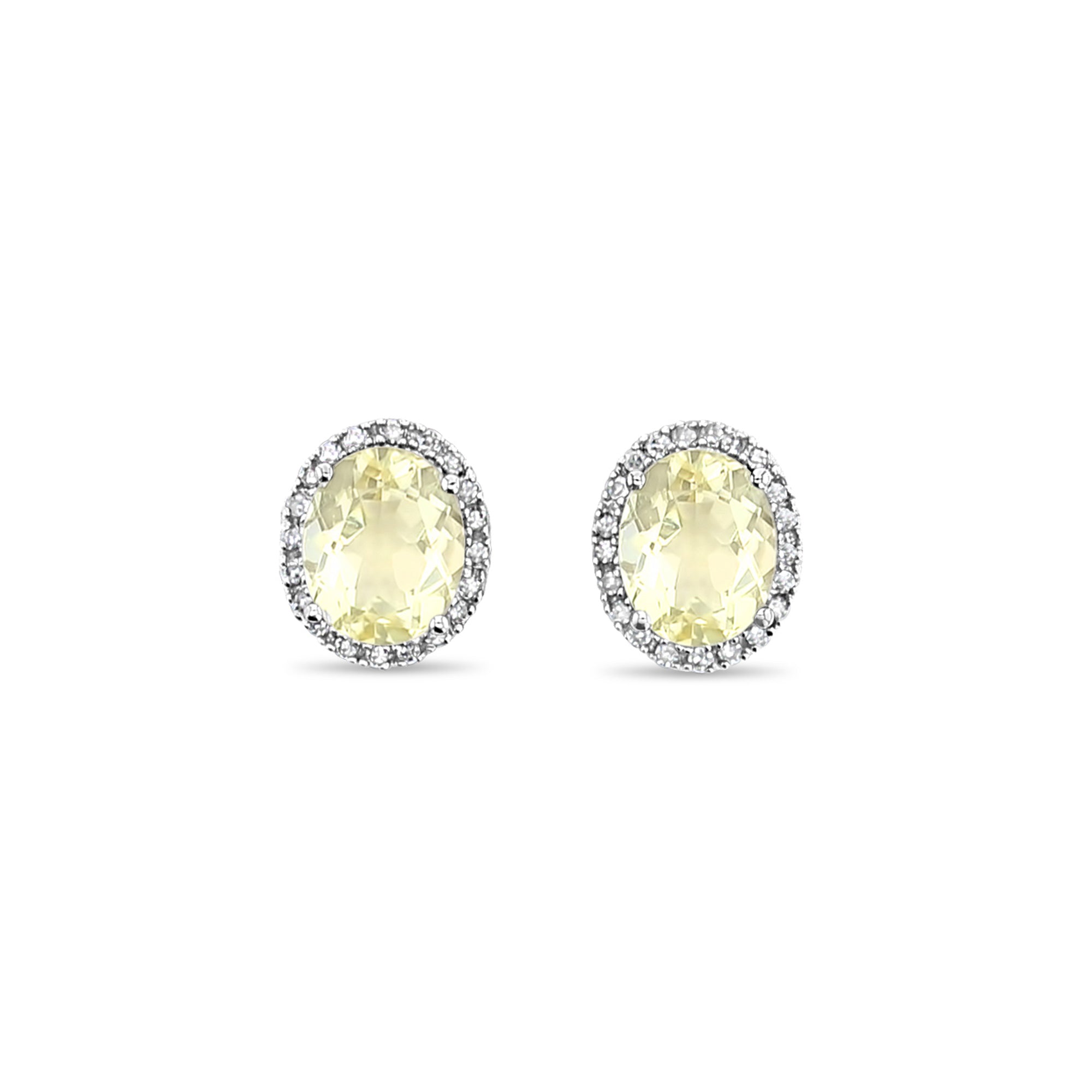 Pendientes de diamantes y cuarzo limón de 4,44 ct en oro blanco de 14 k