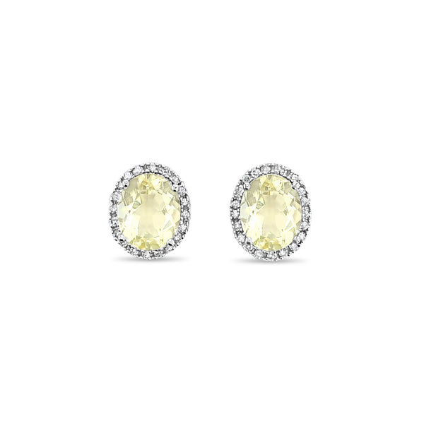 Lemon Quartz Diamond Earrings 4.44cttw 14k White Gold