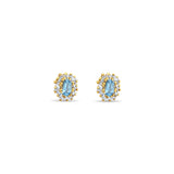 Blue Topaz Diamond Earrings 14k Yellow Gold