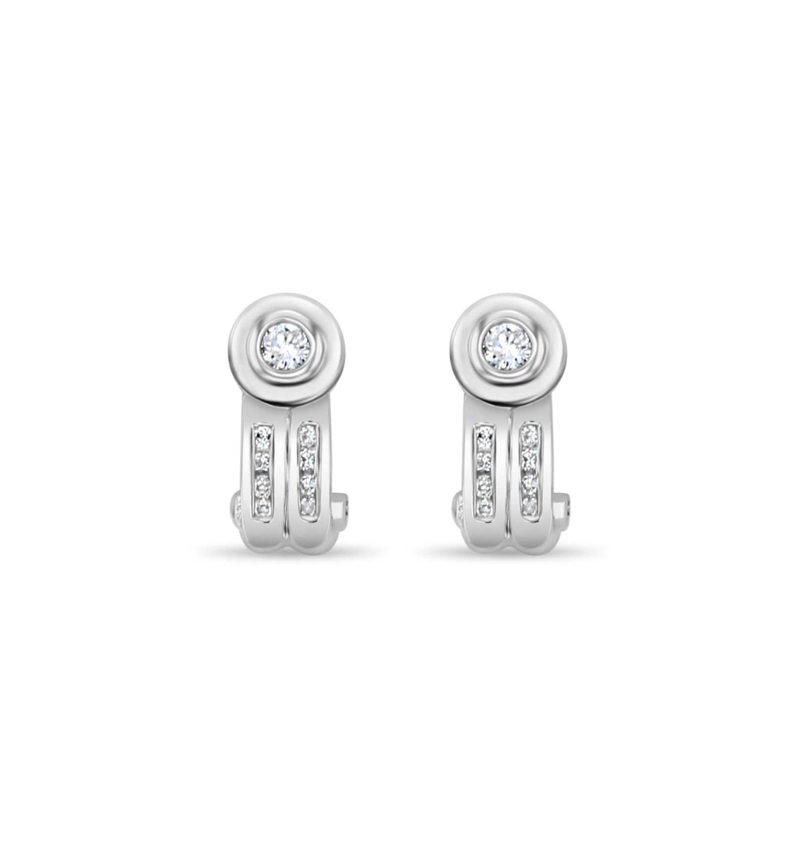 Pendientes llamativos de diamantes de 0,60 ct en oro blanco de 14 k