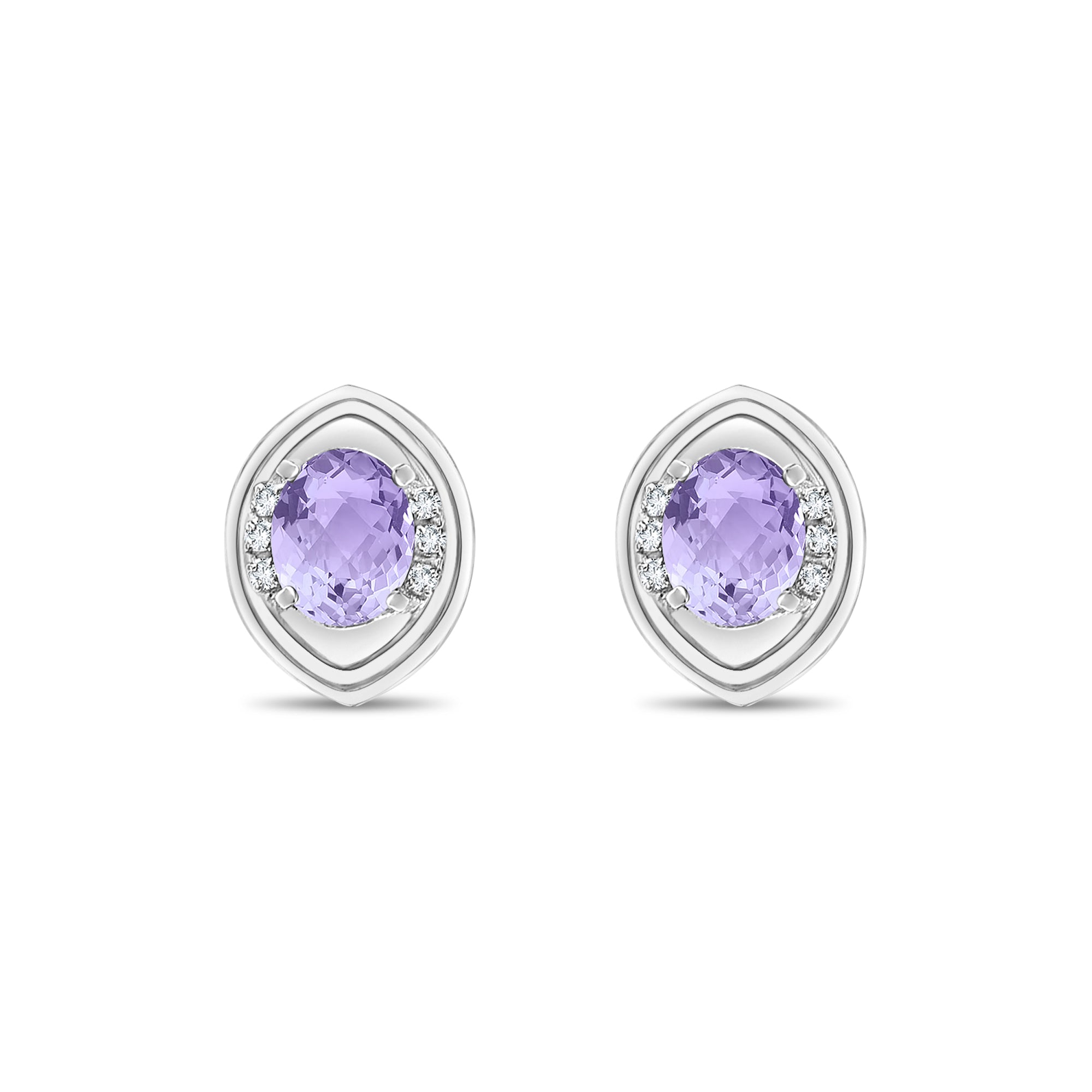 Amethyst Diamond Earrings 14k White Gold