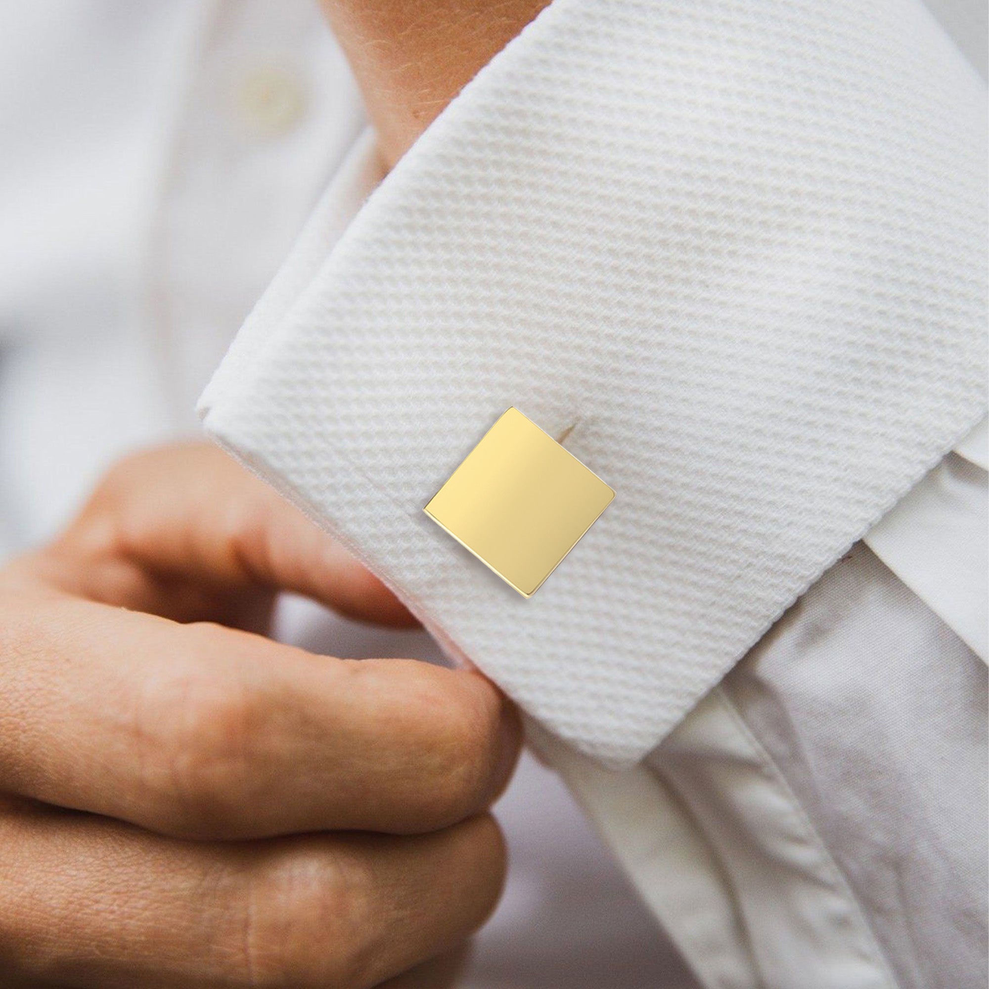 Square Solid Polished 14k Yellow Gold Cuff links