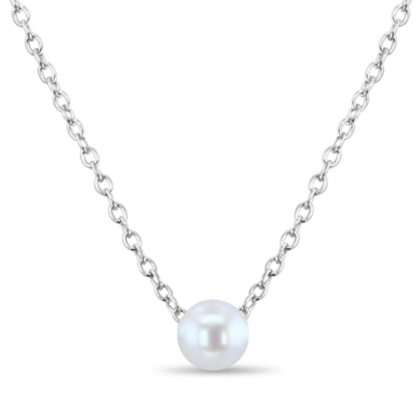 4MM - 7MM Floating Solitaire Pearl Necklace