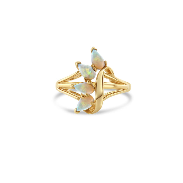 Pear Shaped Opal Ring 10k Yellow Gold