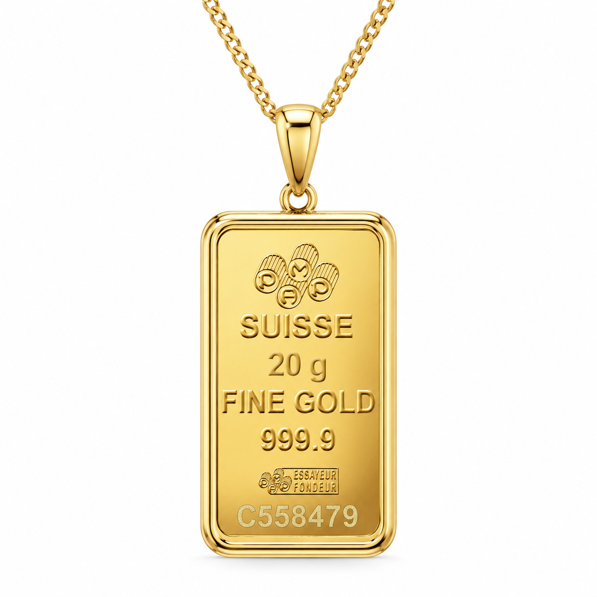 20 Gram Pamp Credit Suisse Gold Bar with Polished Bezel