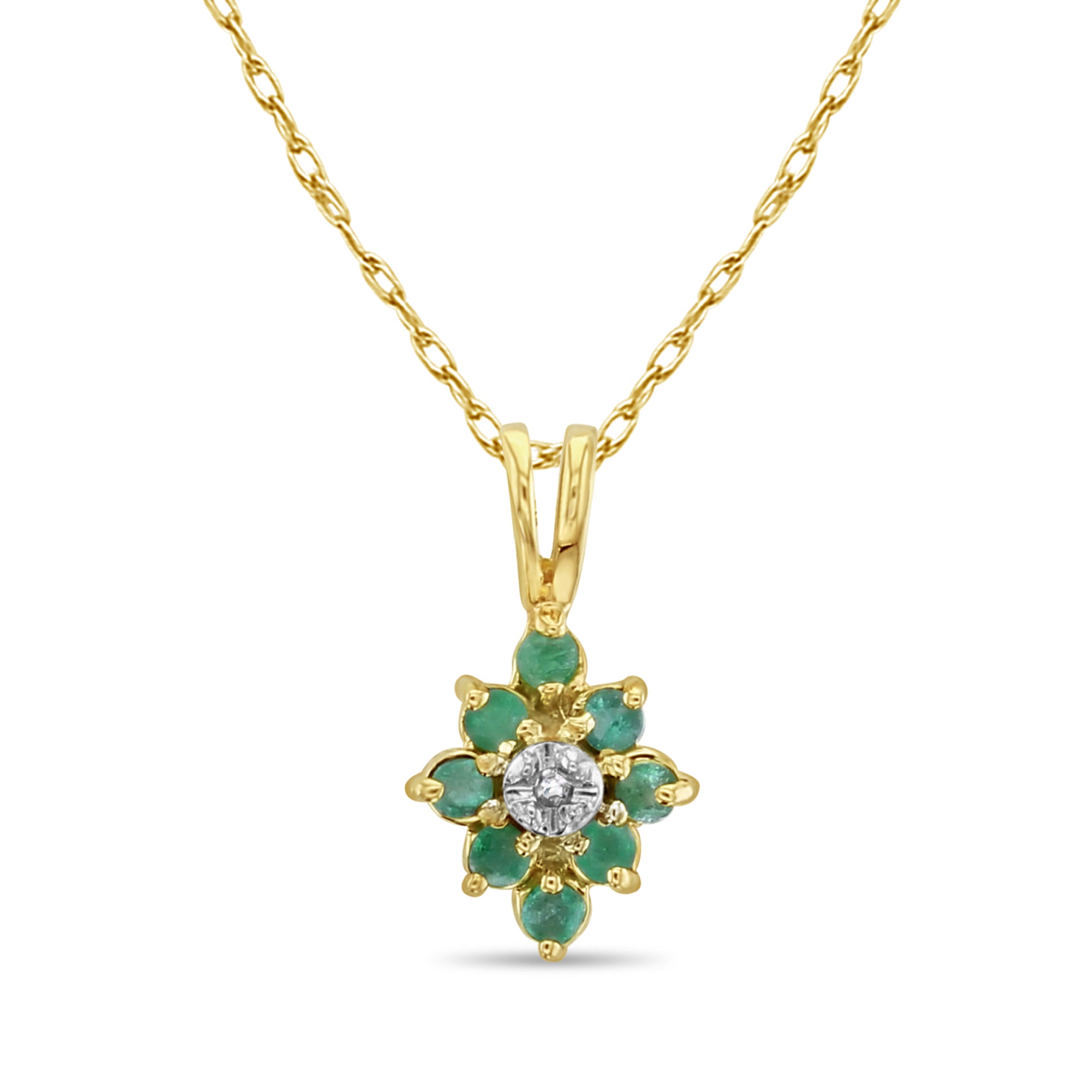 Collier à grappes d'émeraude en or jaune 10 carats