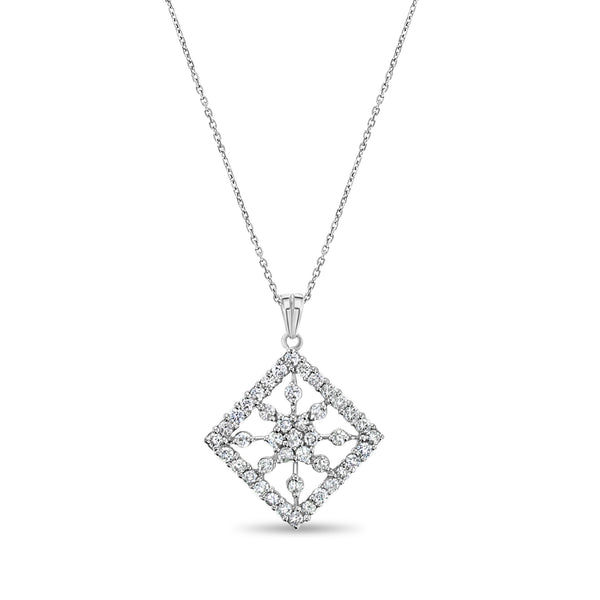 18K White Gold Antique Style Diamond Necklace