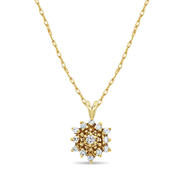 Flower Diamond Pendant .25cttw 14k Yellow Gold