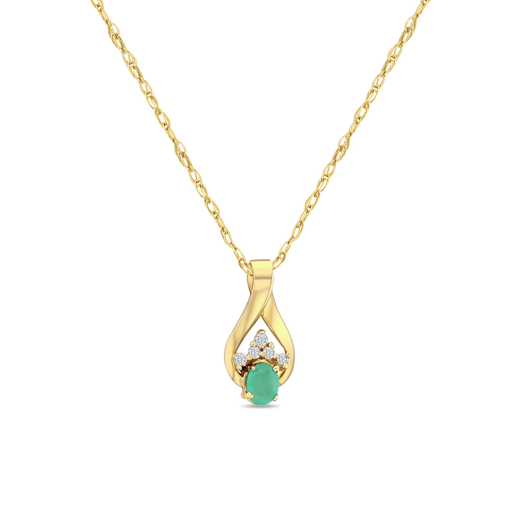 Oval Emerald Diamond Pendant .78cttw 14k Yellow Gold