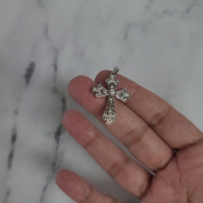 Celtic Irish Diamond Cross Pendant .39cttw 14k White Gold