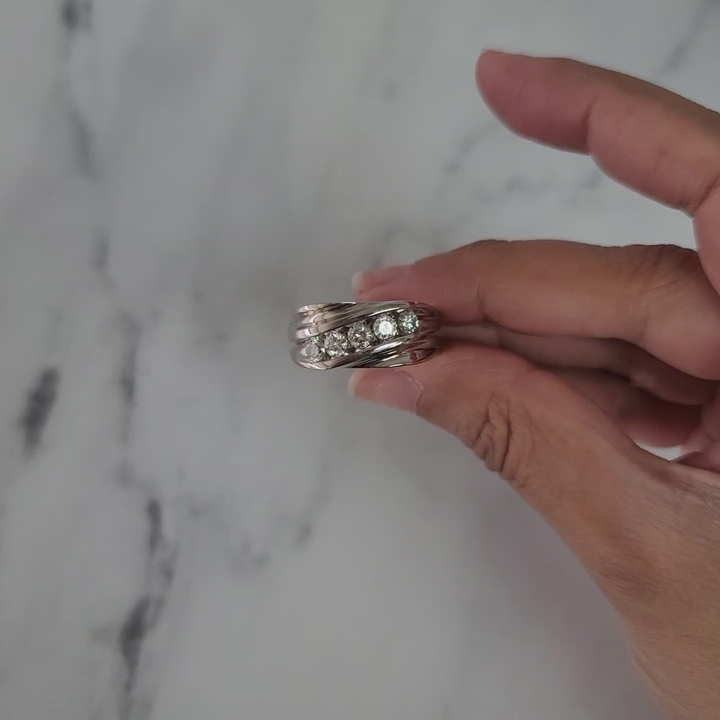 Mens Diamond Wedding Band .80cttw 14k White Gold