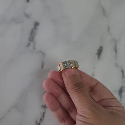 Half Carat Diamond Pave Wedding Band 14k Two-Toned Gold