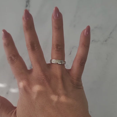 One Carat Princess Cut Channel Wedding Band 14k White Gold