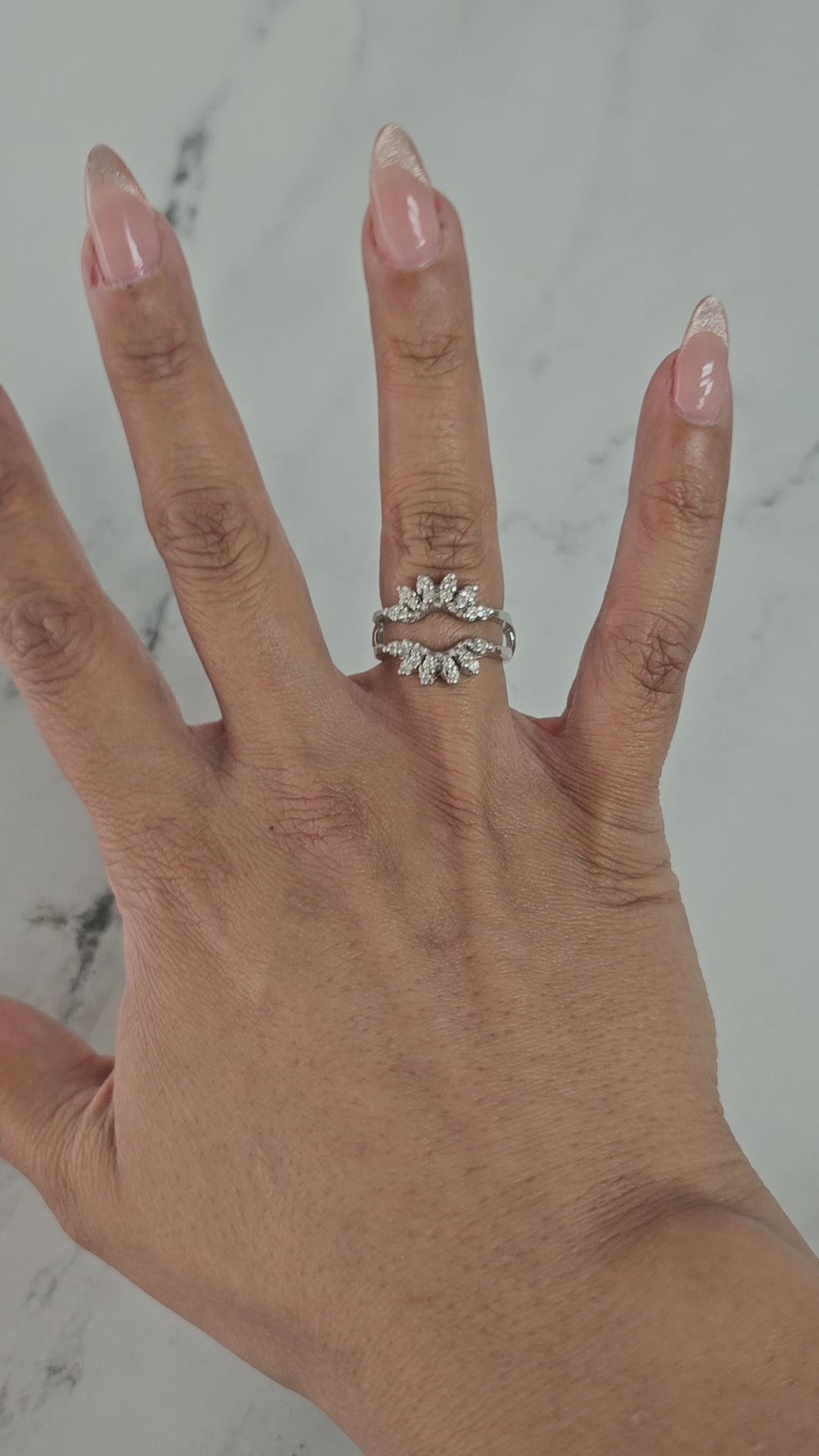 Vintage Diamond Ring Guard Enhancer 14k White Gold