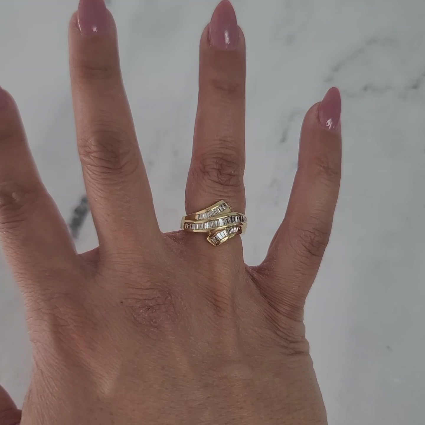 Baguette Ribbon Style Diamond Ring