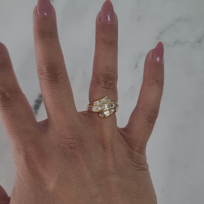 Baguette Ribbon Style Diamond Ring