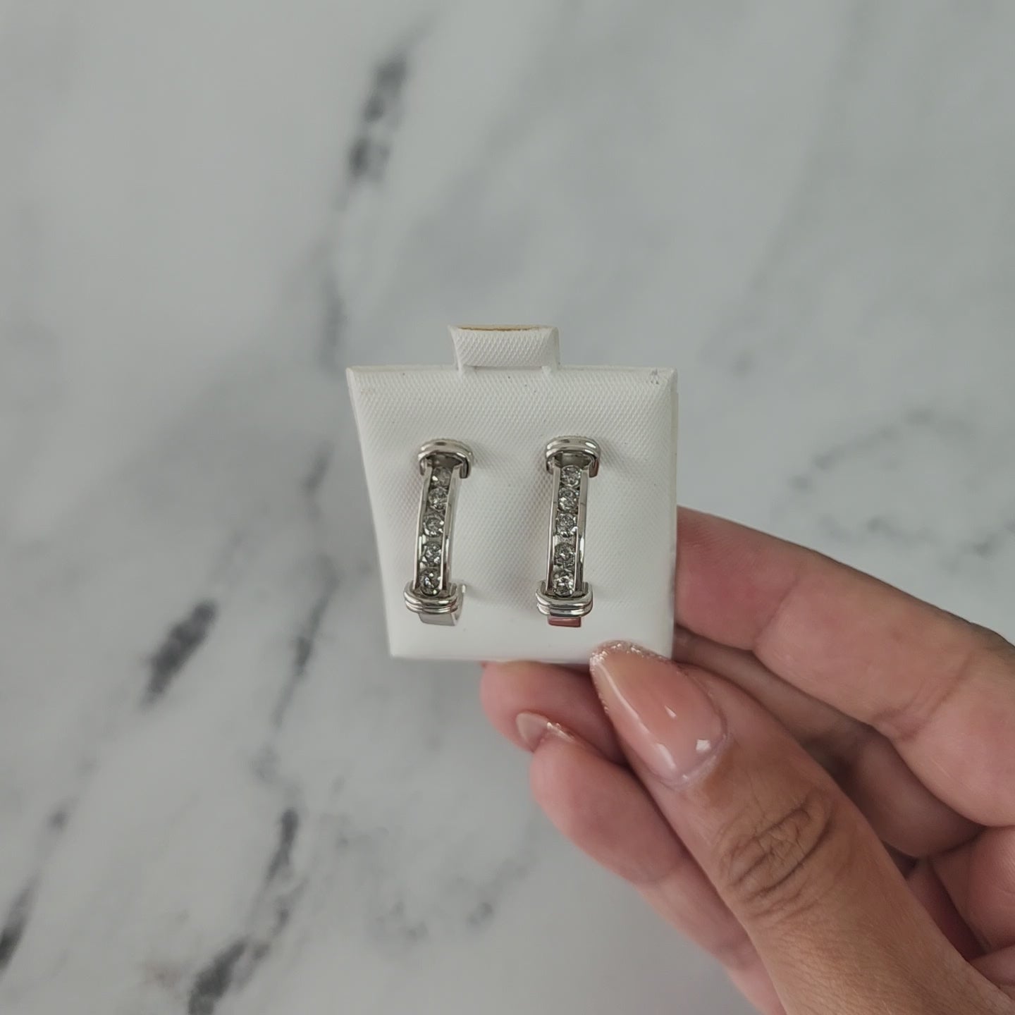 Open Hoop Diamond Earrings .50cttw 14k White Gold