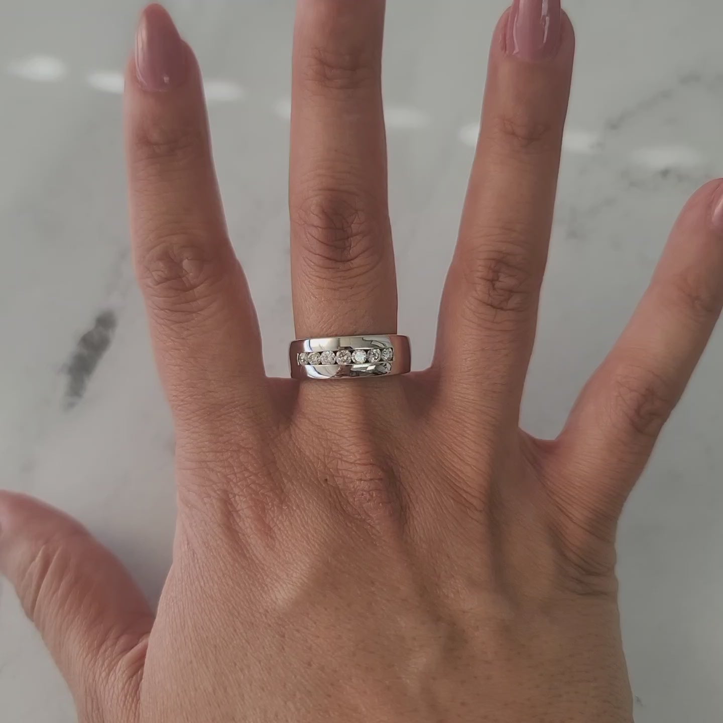 Half Carat Wide Channel Set Diamond 14k White Gold Wedding Band