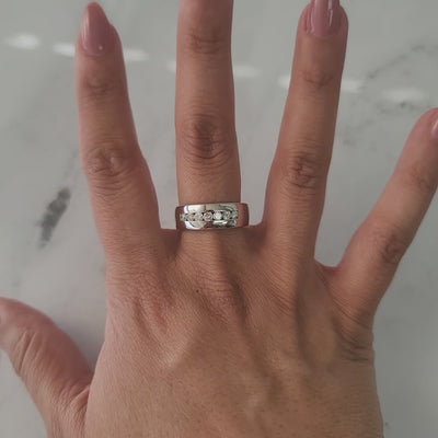 Half Carat Wide Channel Set Diamond 14k White Gold Wedding Band