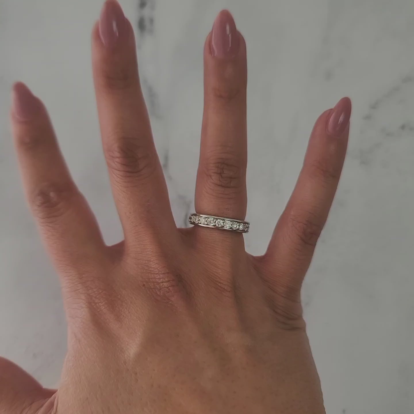 One Carat Channel Set Diamond Wedding Band 14k White Gold