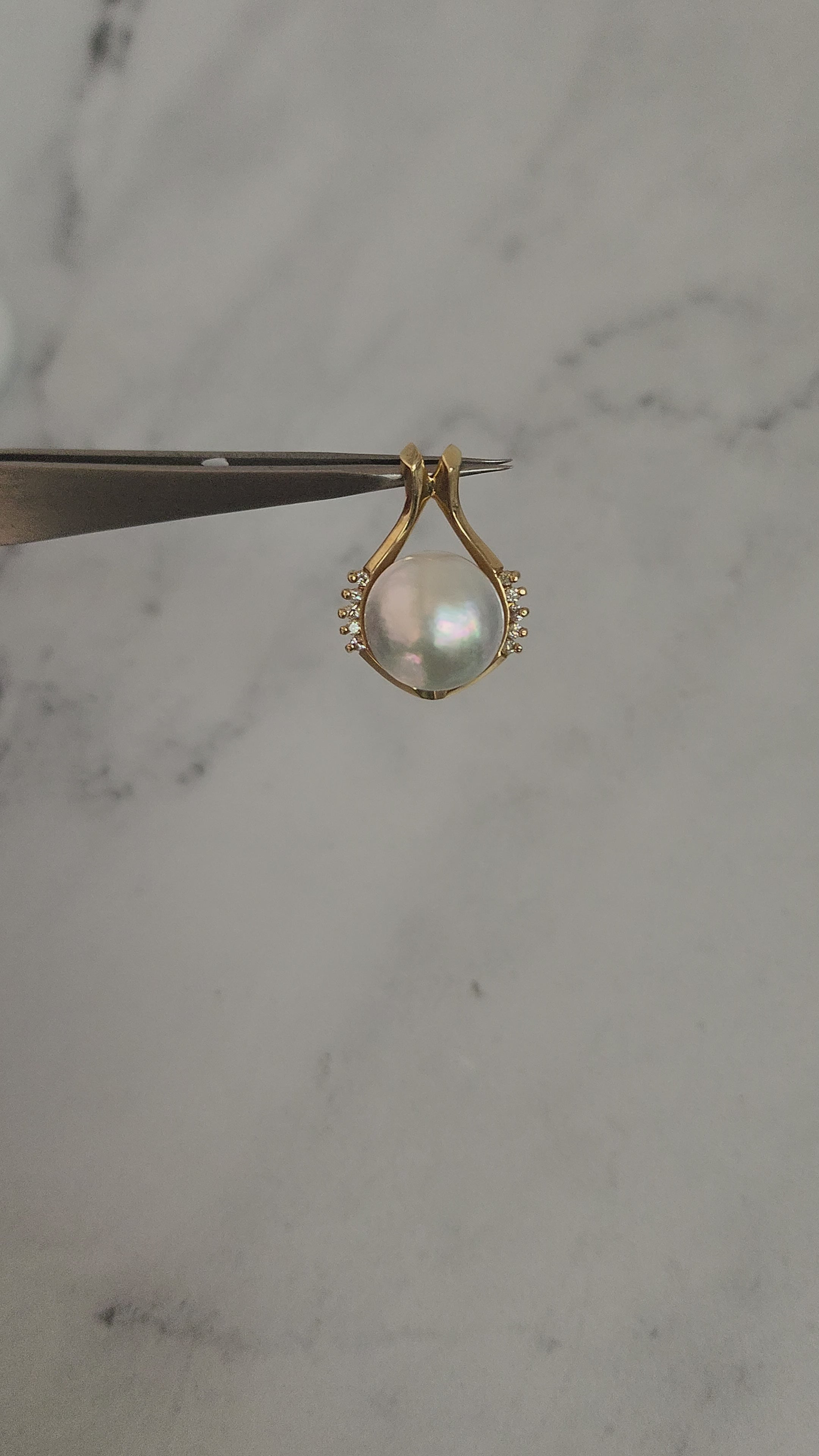 Mabe Pearl & Diamond Accented Necklace