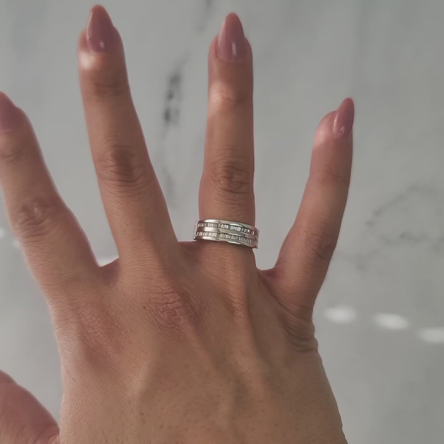 7MM Double Row Baguette Diamond Wedding Band