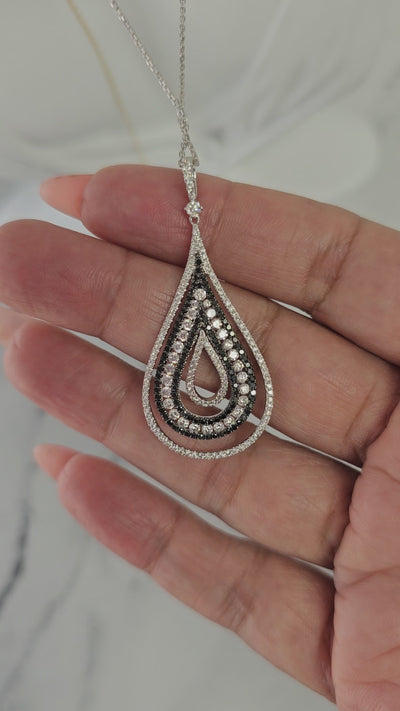Black & White Diamond Necklace with Diamond Bail 18k White Gold