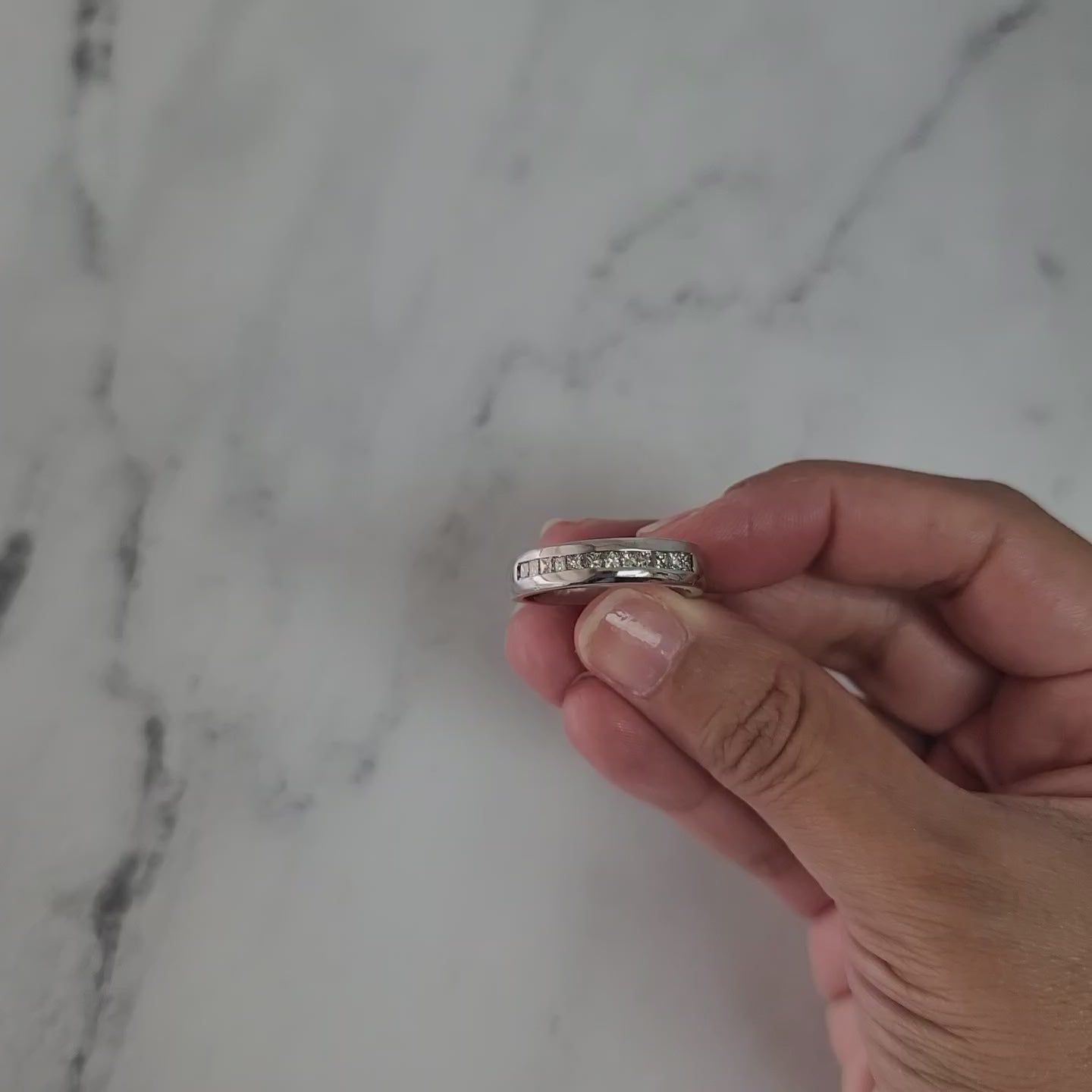 Princess Cut Channel Set Wedding Band .84cttw 14k White Gold