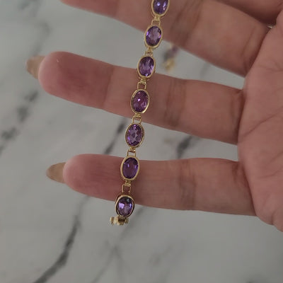 Oval Amethyst Tennis Bracelet 14k Yellow Gold