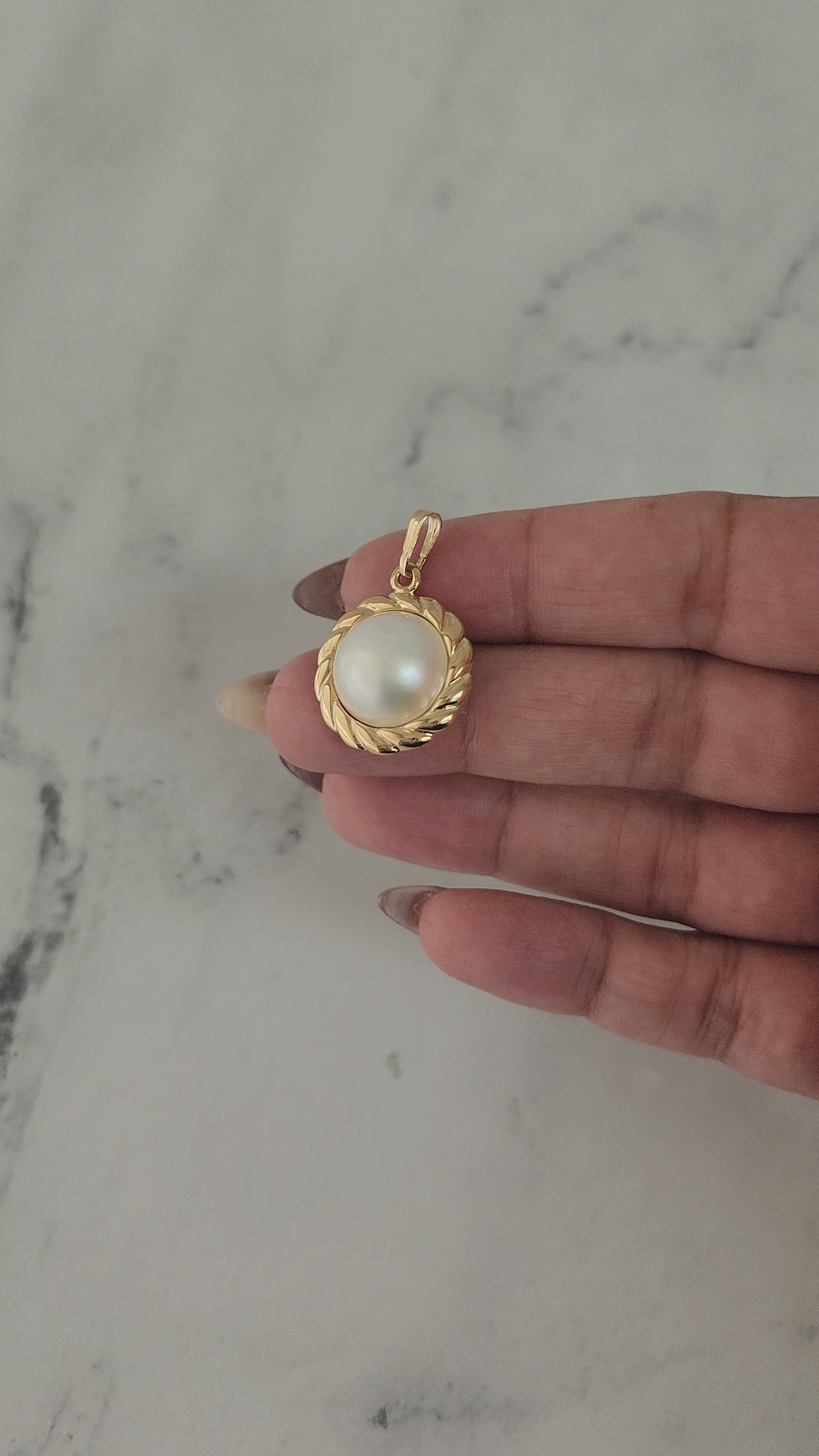 Mabe Pearl Necklace with Braided Bezel