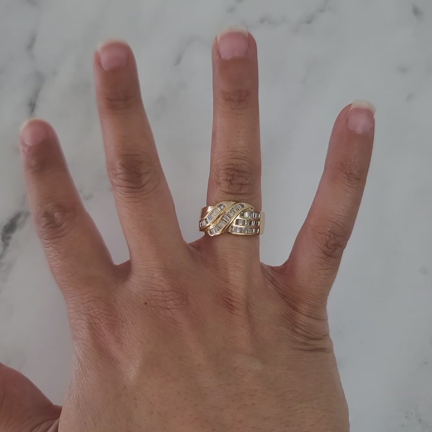 Baguette Diamond Cocktail Ring 1.00cttw 14K Yellow Gold