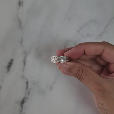 Double Row Diamond Princess Cut Channel Set Wedding Band