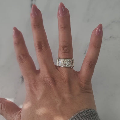 Three Row Princess Cut Diamond Ring 1.86cttw