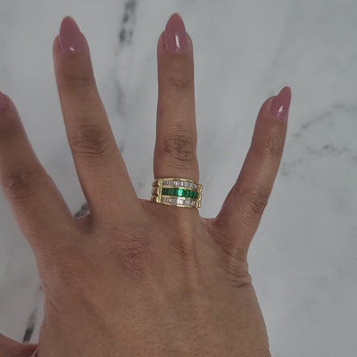 2 Carat Emerald Diamond Baguette Cocktail Ring
