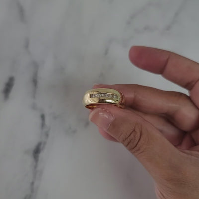 Mens Princess Cut Diamond Wedding Band 14k Yellow Gold