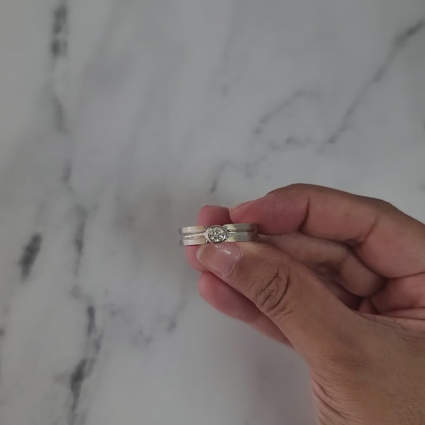 Solitaire Diamond Wedding Band .38cttw 14k White Gold