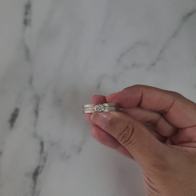 Solitaire Diamond Wedding Band .38cttw 14k White Gold