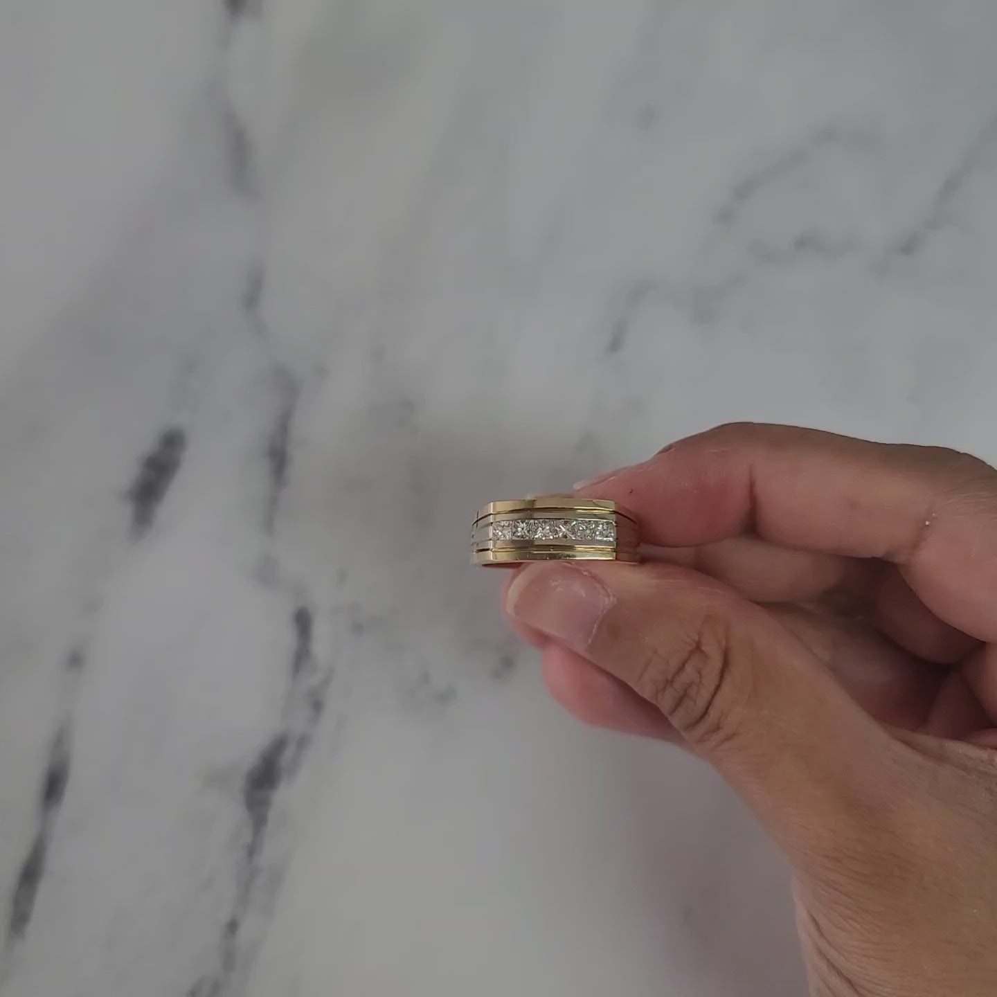 Princess Cut Diamond Wedding Band .64cttw 14k Two-Toned Gold