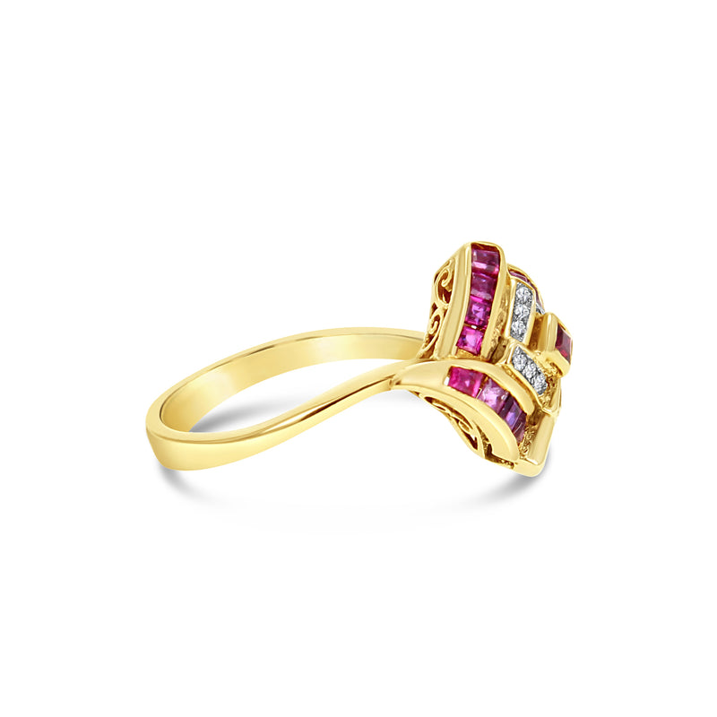 Ruby Diamond Cocktail Ring .50cttw 14K Yellow Gold