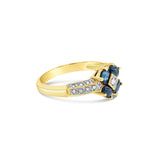 Diamond & Sapphire Flower Ring .85cttw 14K Yellow Gold
